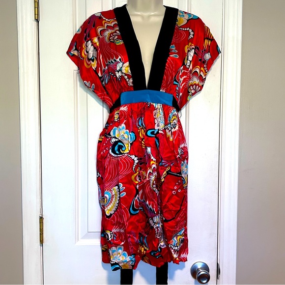 A.B.S. Collection Red Silk Mini Kimono Day Dress | New with Tags | Size: Small - Picture 1 of 14